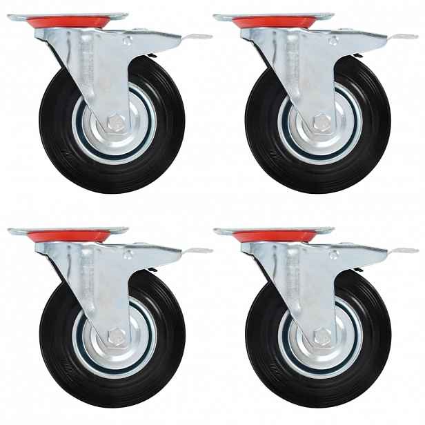 vidaXL Otočná kolečka s dvojitou brzdou 4 ks 125 mm