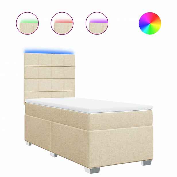 vidaXL Box spring postel s matrací krémová 90x190 cm textil