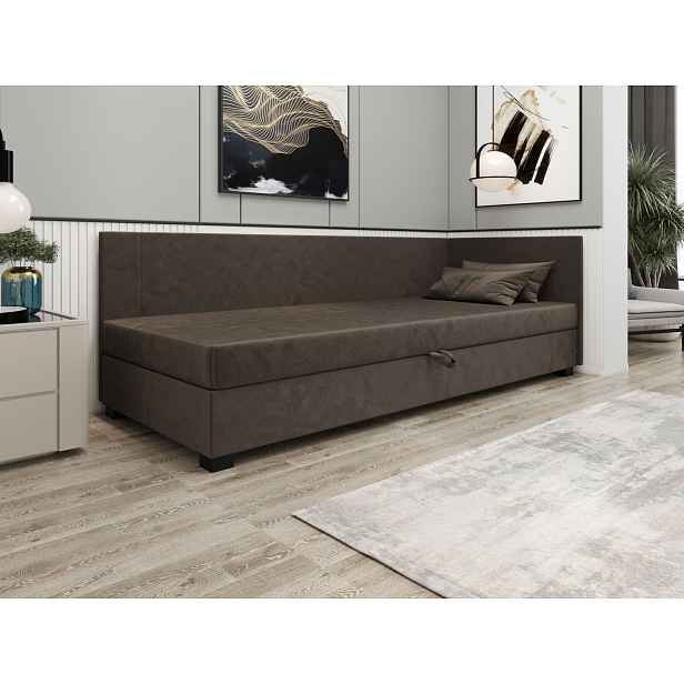Čalouněná jednolůžková postel 80x195 ARIADNA PLUS 2 - tmavě hnědá