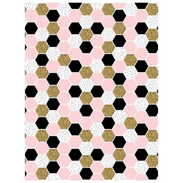 Fototapeta flizelina Zlaté šestiúhelníky růžová a černá geometrie 184x254 lepidlo