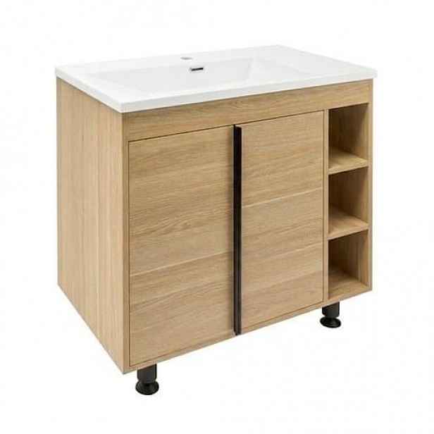 Koupelnová skříňka s matným bílým umyvadlem Naturel Lucca 79x70x45 cm dub mat LUCCA80DU3AM