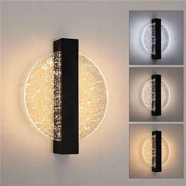 Led Nástěnná Lampa Kulatý Moderní Do Obývacího Pokoje Ložnice Černá 12W
