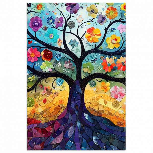 MuchoWow PLAKÁT Umění - Strom života - Květiny - Hippie 40x60 cm