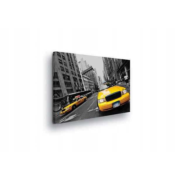 Obraz 100x75 New York taxi Manhattan město žlutá černobílá ulice