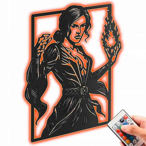 Triss Merigold Hra The Witcher Dřevěný 3D obraz Noční Lampa Led dálkové ovládání