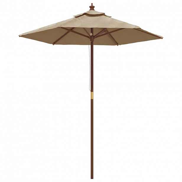 vidaXL Zahradní slunečník s dřevěnou tyčí taupe 196 x 231 cm