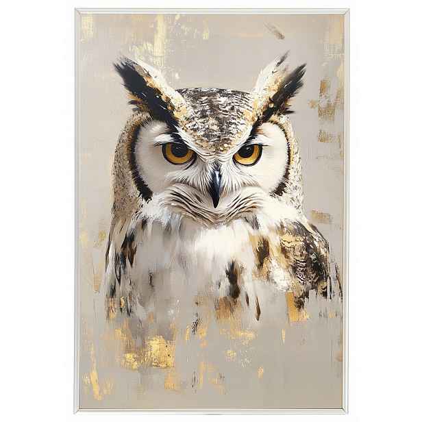 Plakát Rámeček Hliník Portrét Pták Sova Moudrost Boho Béžová Hnědá 40x60
