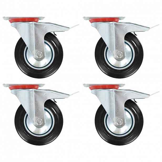 vidaXL Otočná kolečka s dvojitou brzdou 4 ks 160 mm