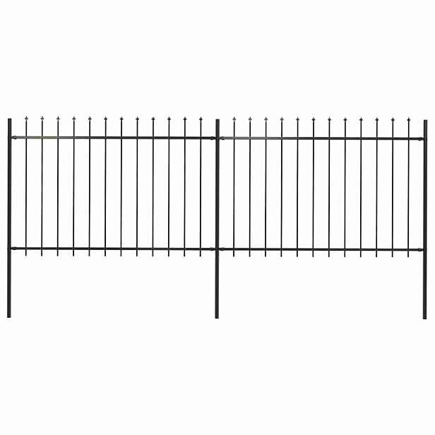 vidaXL Zahradní plot s kopím nahoře ocelový 337 x 120 cm černý
