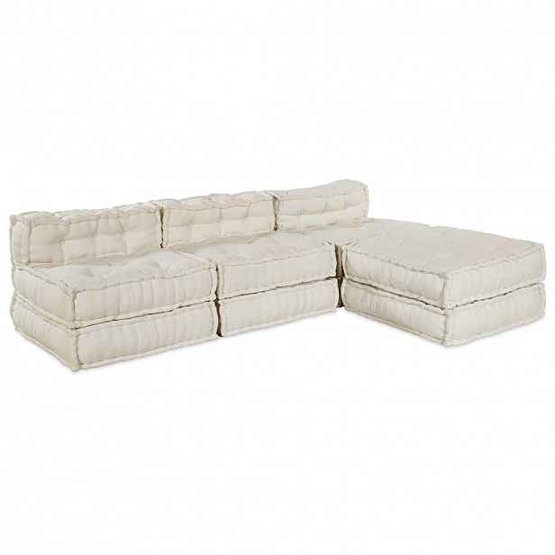 vidaXL Modulová pohovka Textil Krémová 210 x 140 x 56 cm