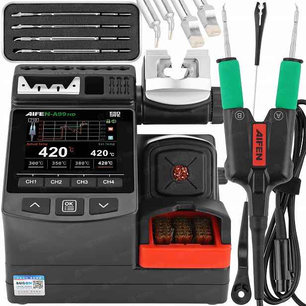 Termo Pájecí Stanice Pinzeta Pinzeta Aifen A99HD 320W +4 Hroty C210 Is 3D