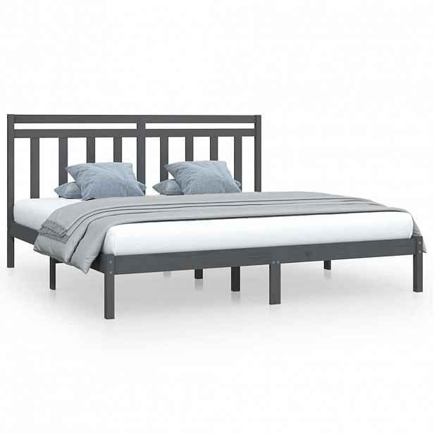 vidaXL Rám postele šedý masivní dřevo 200 x 200 cm