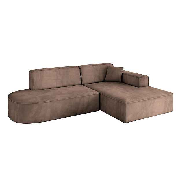 ALTDECOR ROHOVÁ SEDAČKA s otomanem, pravá IREA-L1-v4 232x165x77 Hnědá Velur
