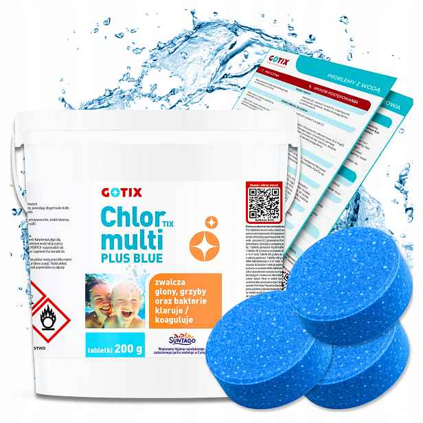 Chlor do bazénu Vířivka Velké Tablety Modrá Voda Chemie do bazénu 5 kg