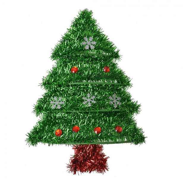 Nástěnná dekorace vánoční stromeček zelený plast - 25*3*35 cm Clayre & Eef