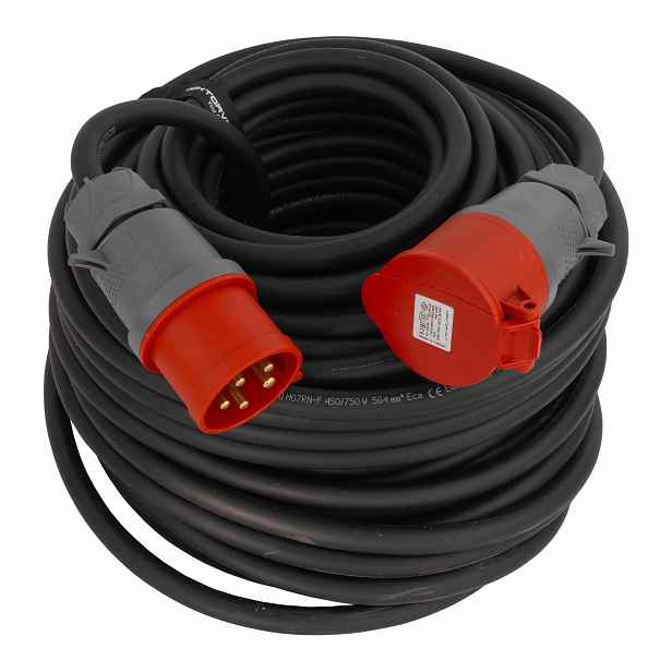 Prodlužovací Kabel 50 m 400V Cee 32A 5P IP44 gumový kabel H07RN-F 5x4mm2