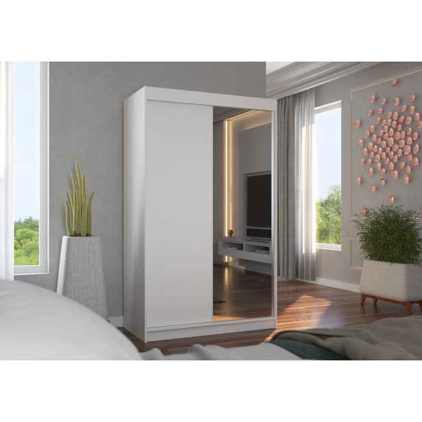Šatní skříň s posuvnými dveřmi 120 cm EABRIA - bílá