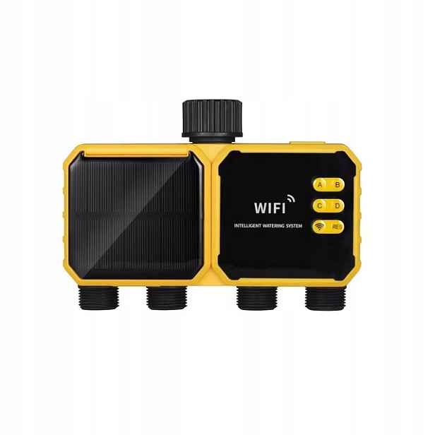 Solární automatický regulátor zavlažování. 4 sekce pro WiFi kohoutek, senzor deště
