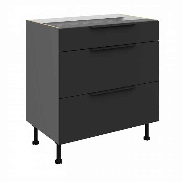 Spodní skříňka Aria ANT 80 D 3S BB - Premium Box Barva korpusu: Antracit, Barva dvířek: BL - Black AFM