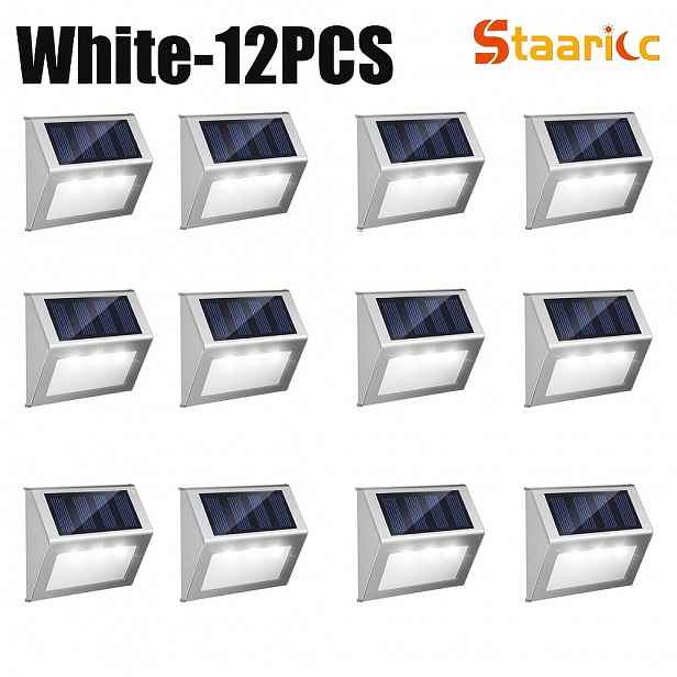 TEMU Staaricc 1/12 Balení Solárních LED Světelných Panelů na Děr, se 3 LED Solárními Venkovními Schodišťovými Světly, IPX-4, Nerezové Nerezové Světlo