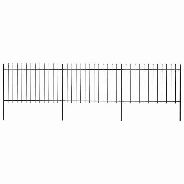 vidaXL Zahradní plot s kopím nahoře ocelový 504 x 120 cm černý