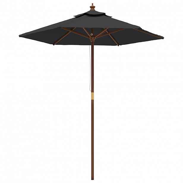 vidaXL Zahradní slunečník s dřevěnou tyčí černý 196 x 231 cm
