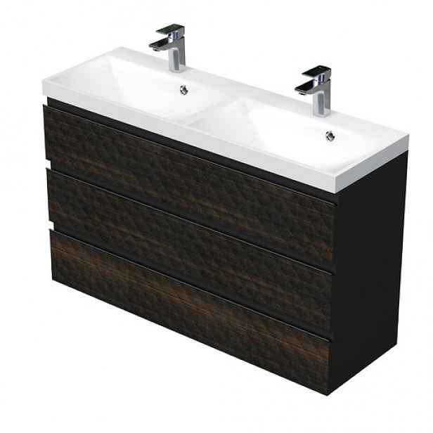 Koupelnová skříňka s umyvadlem SAT Cube Way 120x71x40 cm hnědá mat CUBE3D1203ZH