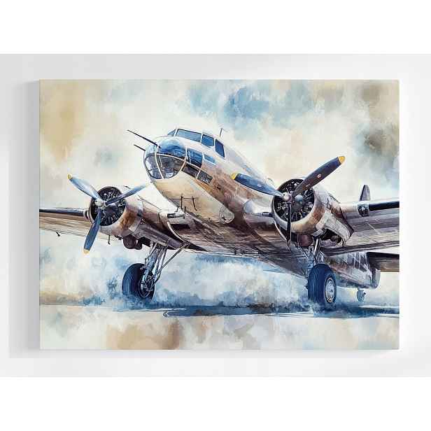 Plakát Vojenský Letadlo Retro Vintage Akvarel 100x75