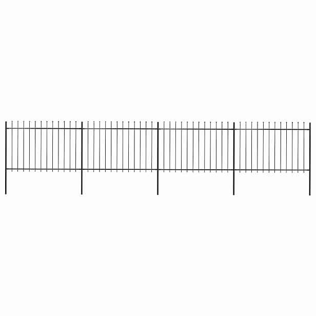 vidaXL Zahradní plot s kopím nahoře ocelový 671 x 120 cm černý