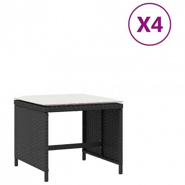 vidaXL Zahradní stoličky s poduškami 4 ks černé 40x40x35 cm polyratan