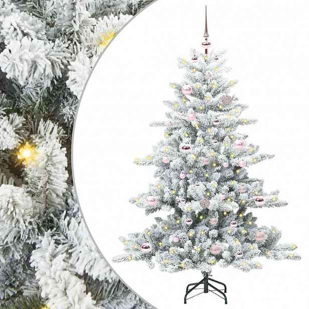 vidaXL Umělý Skládací Vánoční Strom s stojanem Bílá 150 cm PVC a ocel