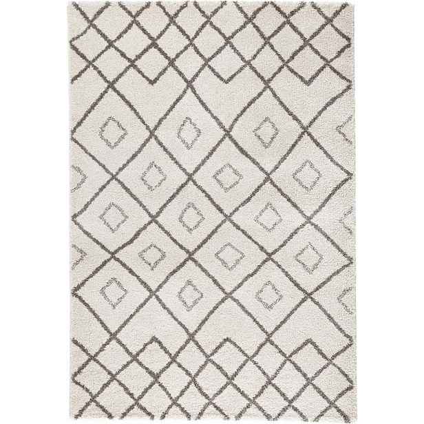 Krémově bezový tlustý koberec typu shaggy, koberec do obývacího pokoje, vzor boho 160 x 230 cm