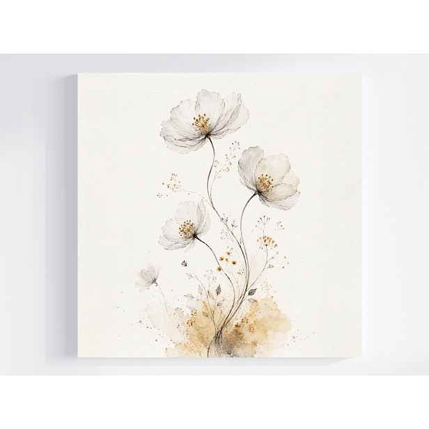 Obraz Na Plátně Canvas Akvarel Květiny Maki Zahrada Louka Scandi Boho 50x50