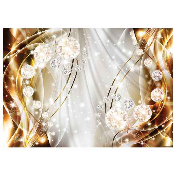 Tapeta Diamantový lesk Zlatá elegance na bílém pozadí 208x146 vinyl lepidlo