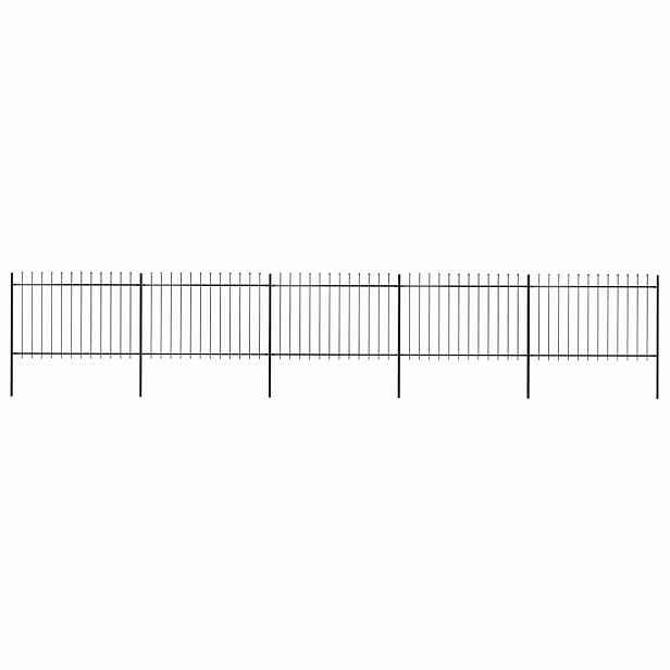 vidaXL Zahradní plot s kopím nahoře ocelový 838 x 120 cm černý