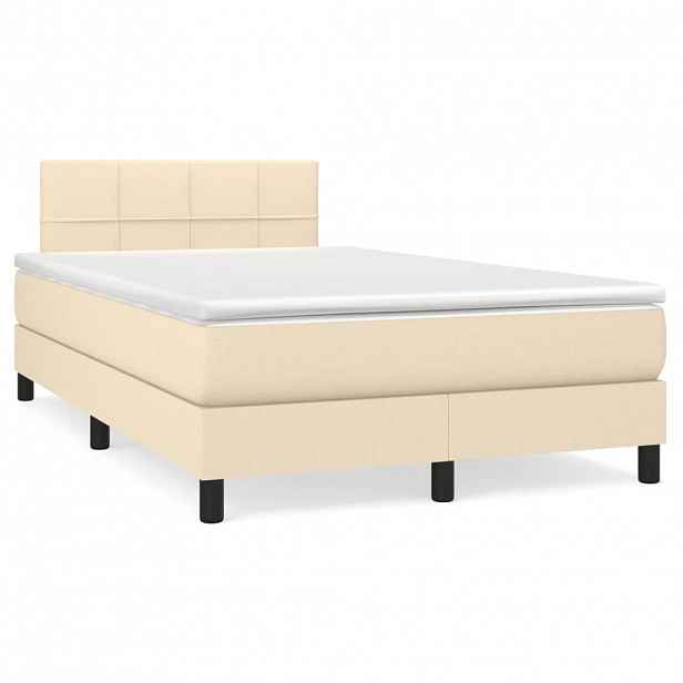 vidaXL Box spring postel s matrací krémová 120x200 cm textil