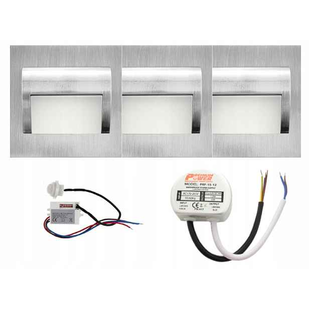 Halogenový schodišťový Led set 3x napájecí zdroj detektor