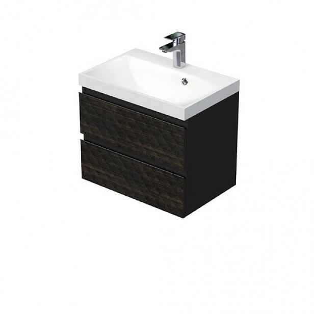 Koupelnová skříňka s umyvadlem SAT Cube Way 60x47,5x40 cm hnědá mat CUBE3D602ZH