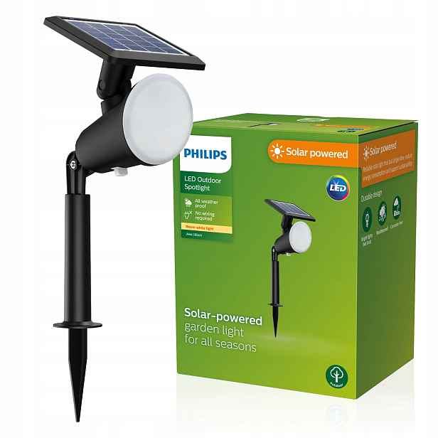 Solární zahradní Led lampa Reflektor Zapichovací Solární Špikulec IP44 Philips