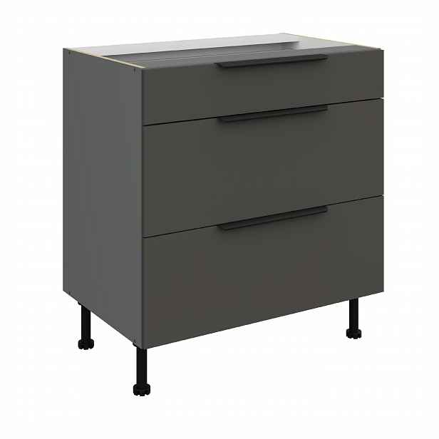 Spodní skříňka Aria ANT 80 D 3S BB - Premium Box Barva korpusu: Antracit, Barva dvířek: GR - Graphite AFM