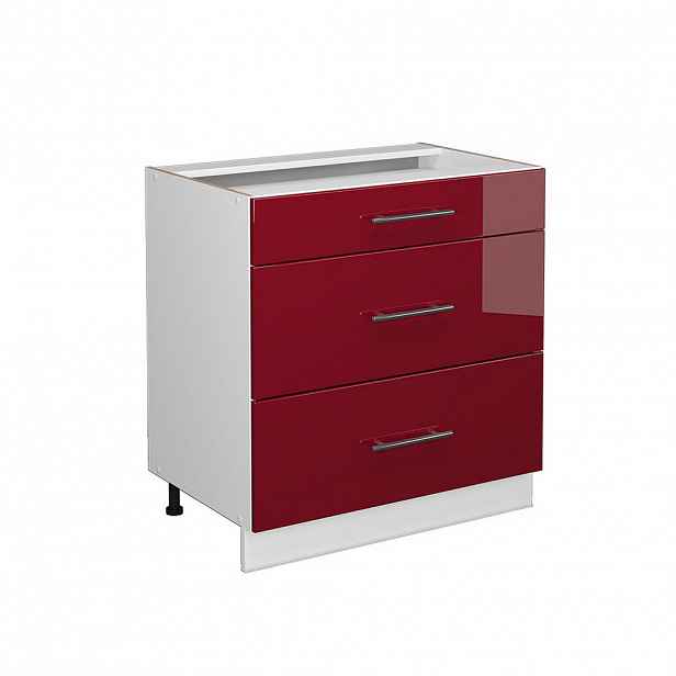 Vicco SKŘÍŇKA DO KOUPELNY Fame-Line Bordó červená vysoký lesk 80 x 82 cm se 3 zásuvkami, bez pracovní desky