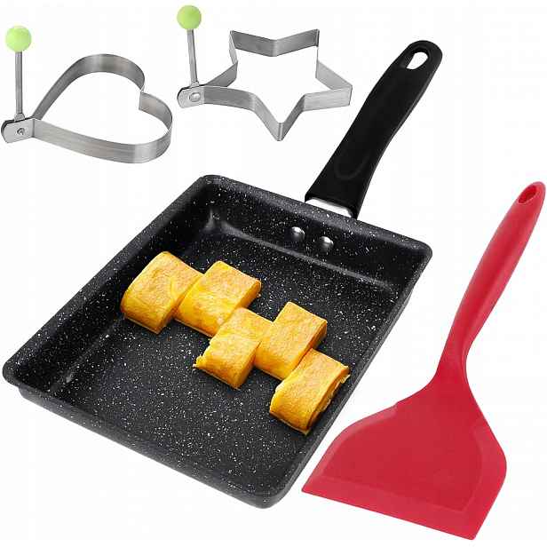 Japonská Pánev Na Omelety Tamagoyaki Sada 4V1 S Nepřilnavým Povrchem