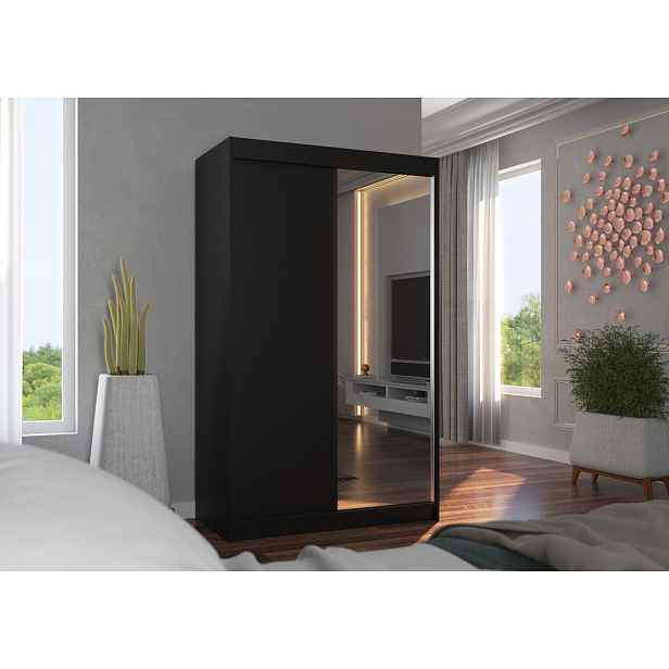 Šatní skříň s posuvnými dveřmi 120 cm EABRIA - černá