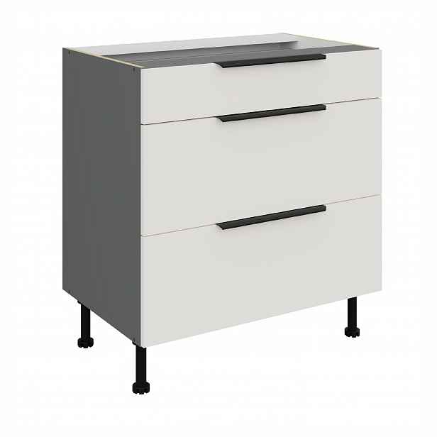 Spodní skříňka Aria ANT 80 D 3S BB - Premium Box Barva korpusu: Antracit, Barva dvířek: WH - Crystal white AFM