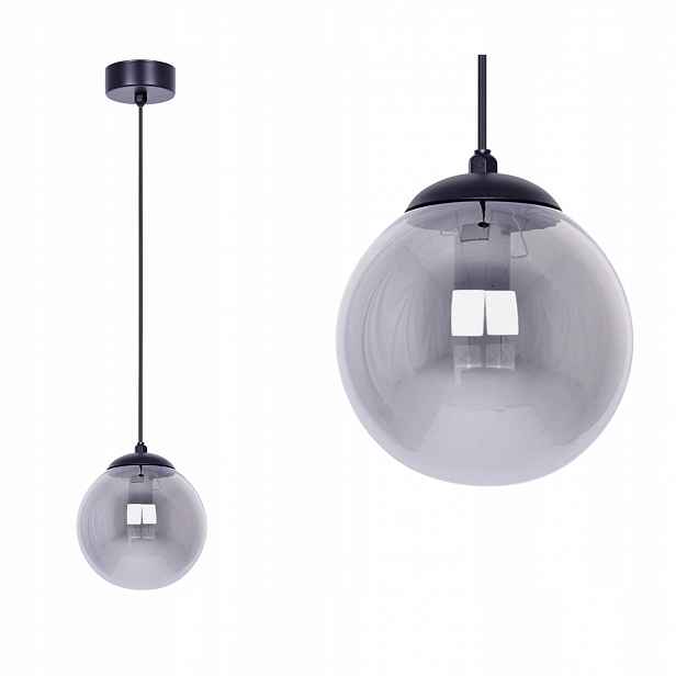 Závěsná lampa Gamma zdroj světla E14 skleněná grafitová lampa K-5165 Kaja