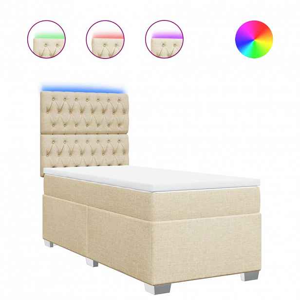vidaXL Box spring postel s matrací krémová 90x190 cm textil