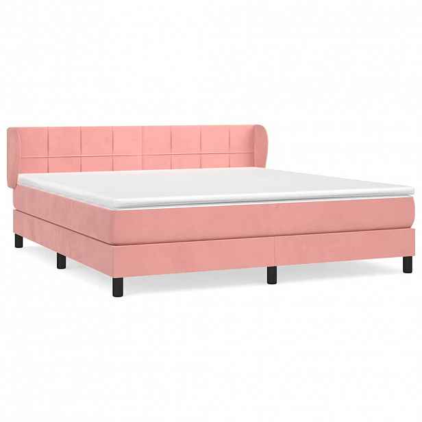 vidaXL Box spring postel s matrací růžová 160x200 cm samet