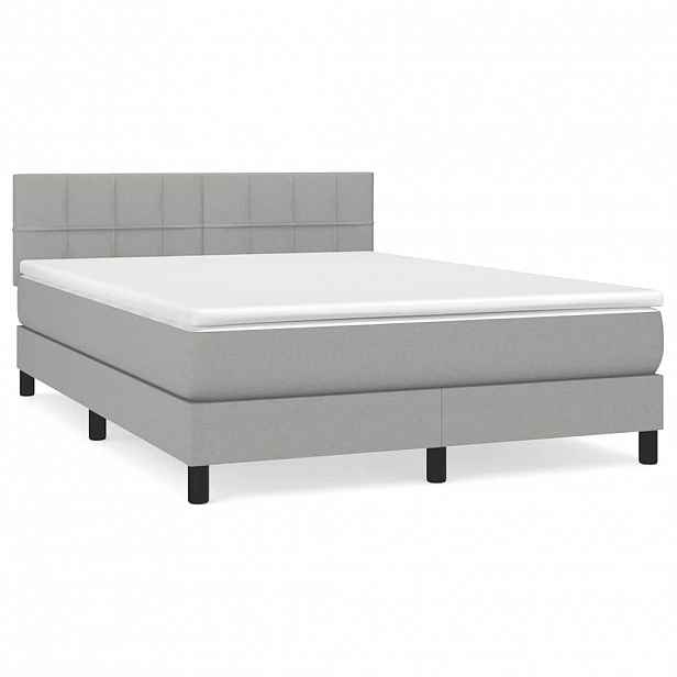 vidaXL Box spring postel s matrací světle šedá 140 x 190 cm textil