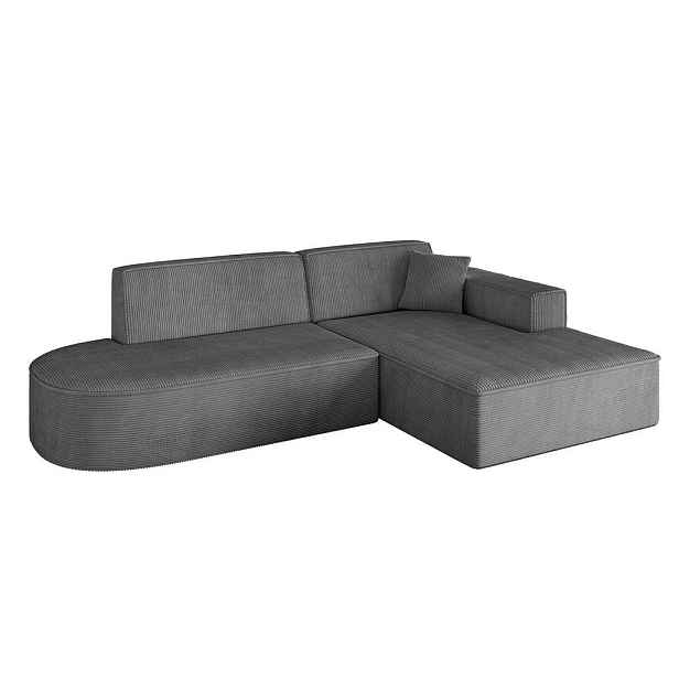 ALTDECOR ROHOVÁ SEDAČKA s otomanem, pravá IREA-L1-v4 232x165x77 Tmavě šedá Manšestr