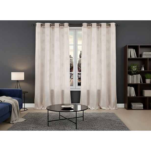 Dekorační vzorovaná záclona s kroužky FLY růžová motýlí vzor 140x250 cm (cena za 1 kus) MyBestHome